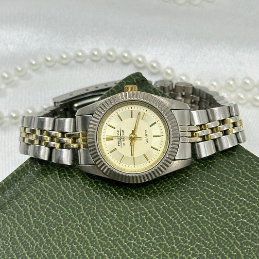 1990's Waltham Prestige Two-Tone Tank Watch with Champagne Dial