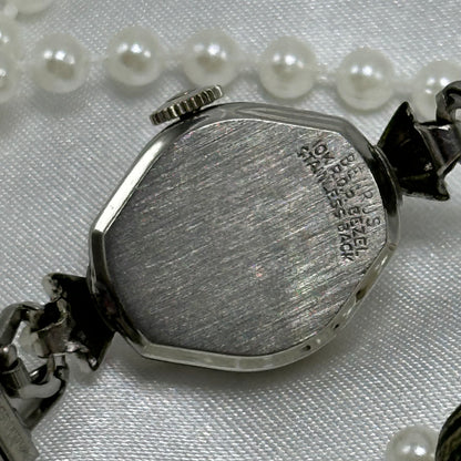 Dainty 10k RGP Silver Benrus Wind-Up Watch