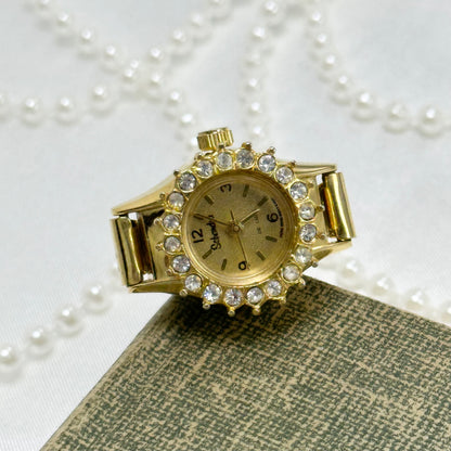 Gold Diamanté Watch Ring