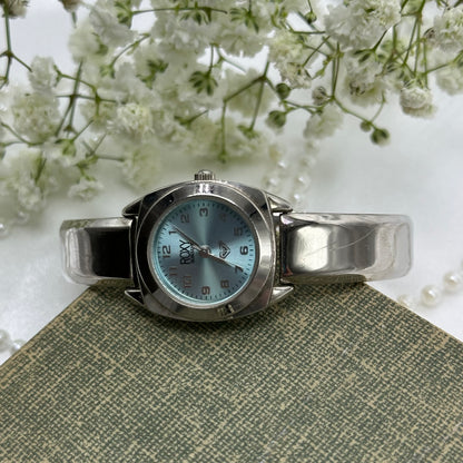 Silver Blue Dial Cuff Watch
