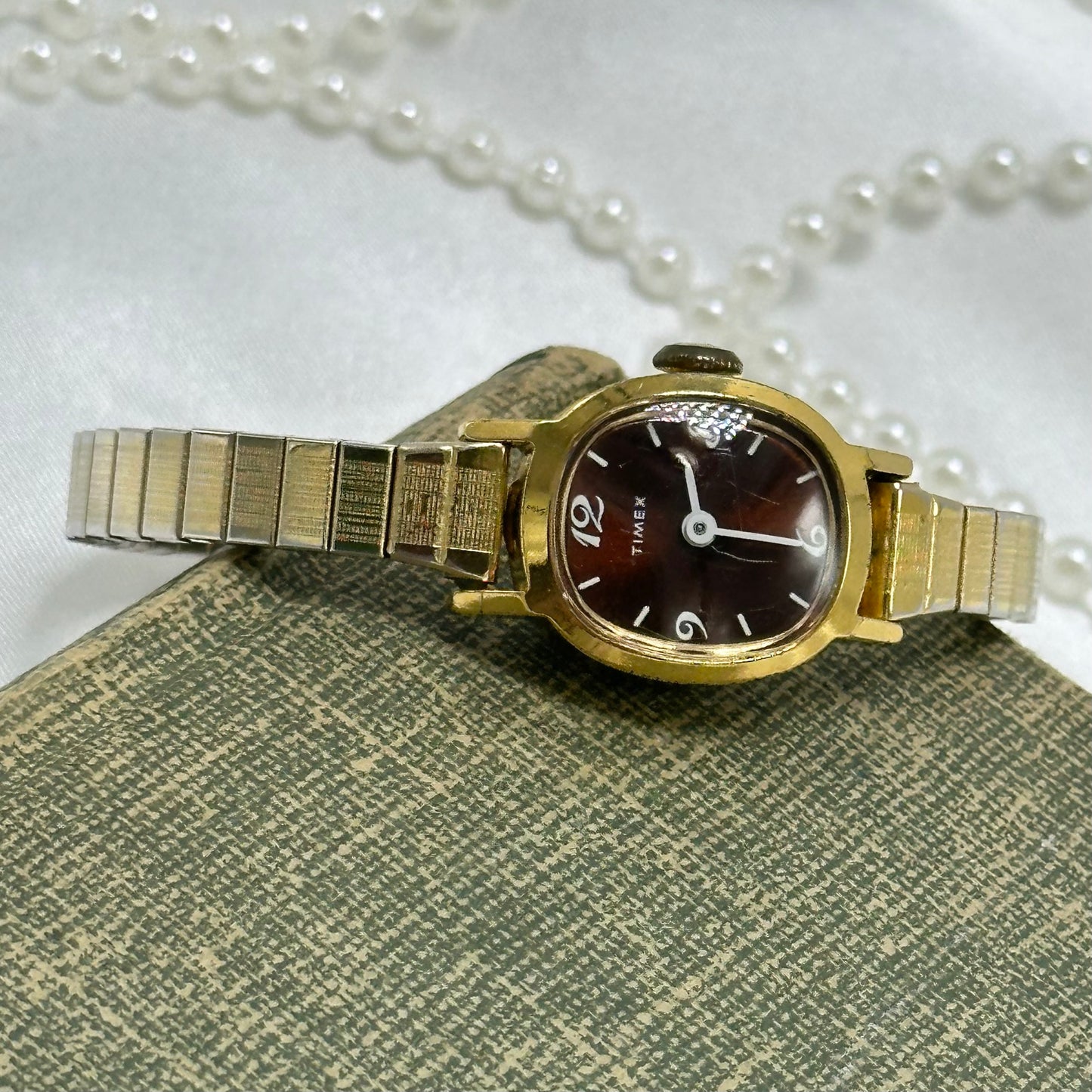 Dainty Vintage Brown Dial Timex Watch