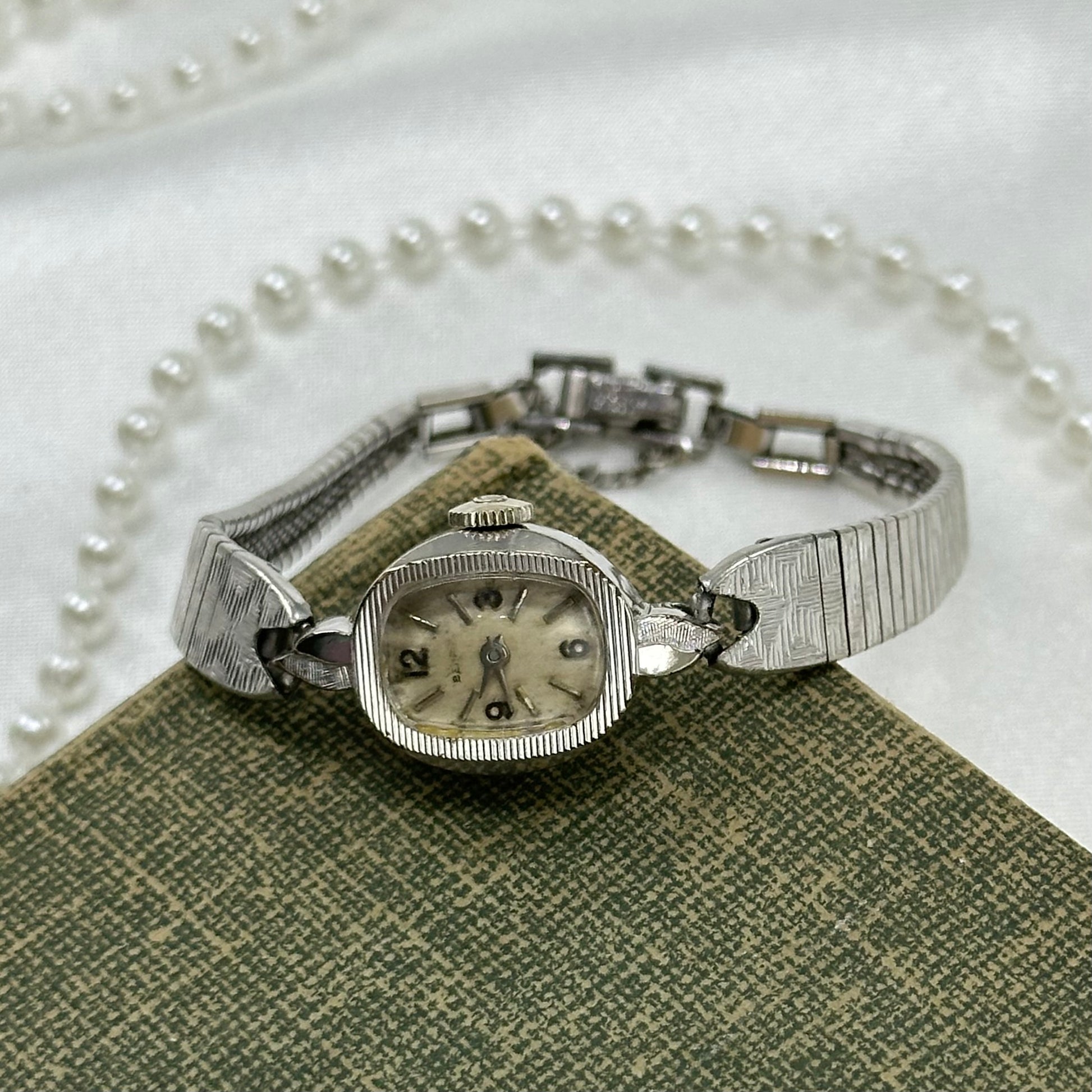 14k Gold Plated Silver Benrus Wind-Up Cocktail Watch