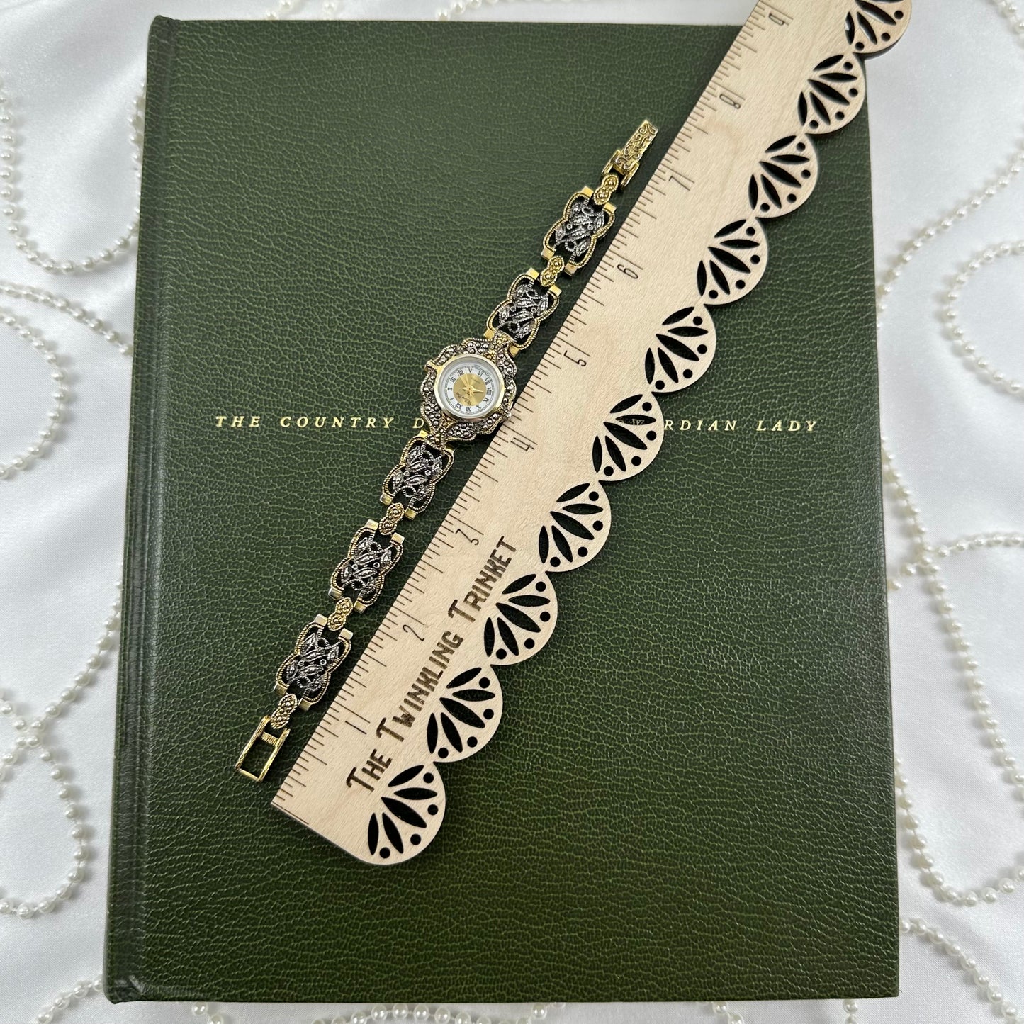 Two-Tone Art Deco Style Watch with Roman Numeral Markers