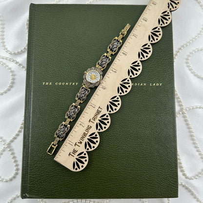 Two-Tone Art Deco Style Watch with Roman Numeral Markers