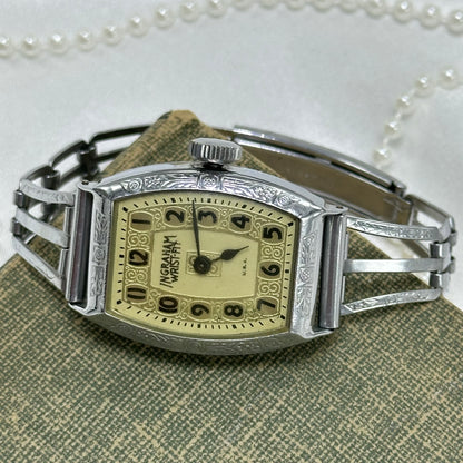 Antique 1930's Art Deco Ingraham Wrist-Fit Wind Up Watch