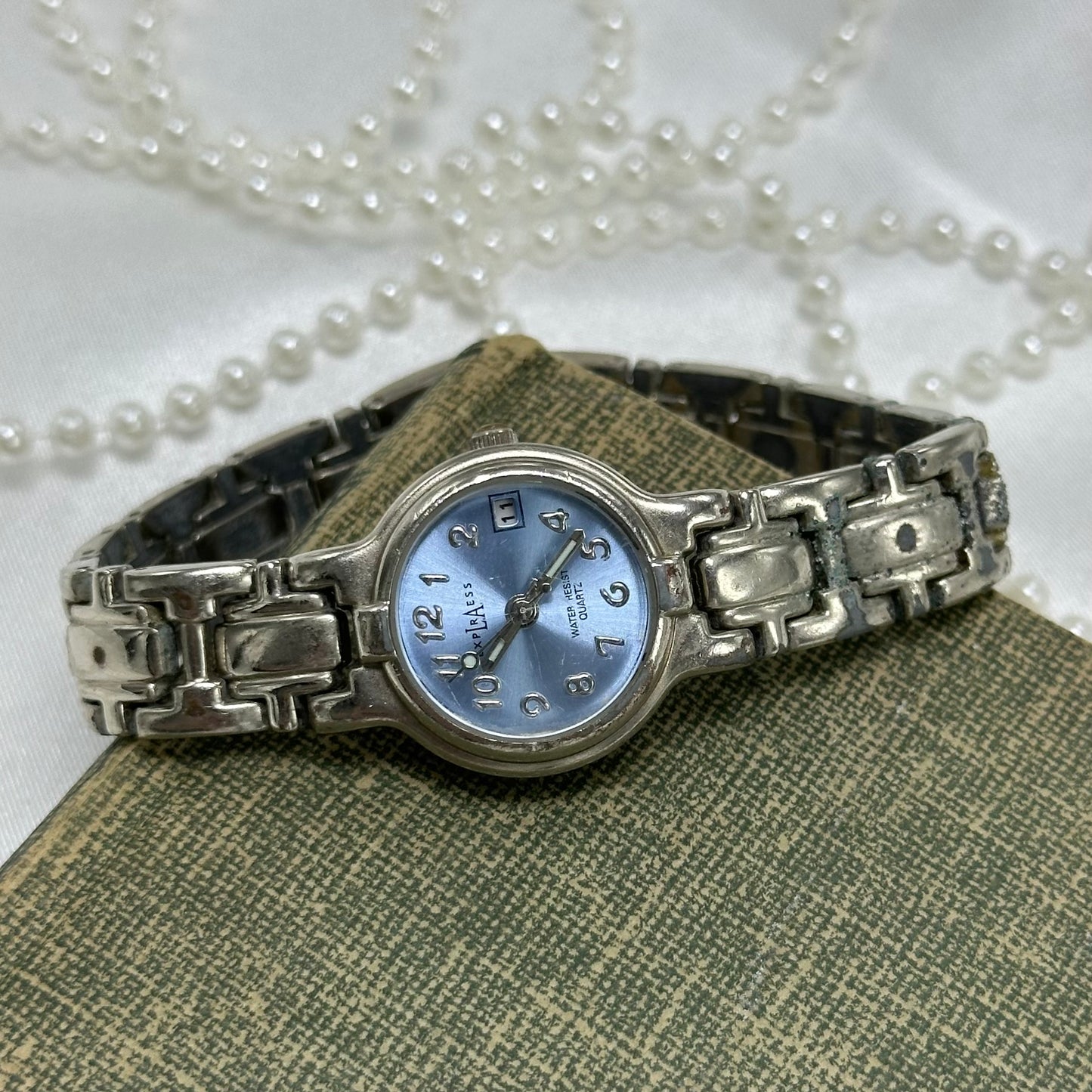 Silver LA Express Watch with Light Blue Dial