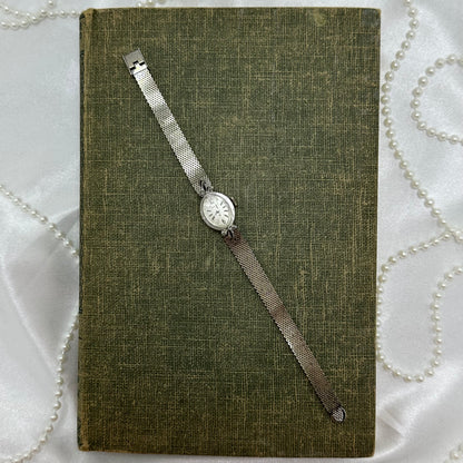 10k RGP Dainty Silver Wind-Up Hamilton Cocktail Watch with Diamond Dial