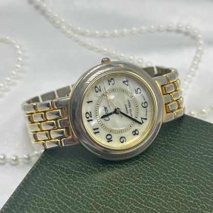 Gold Collezie Watch with Large Round Mother of Pearl Dial