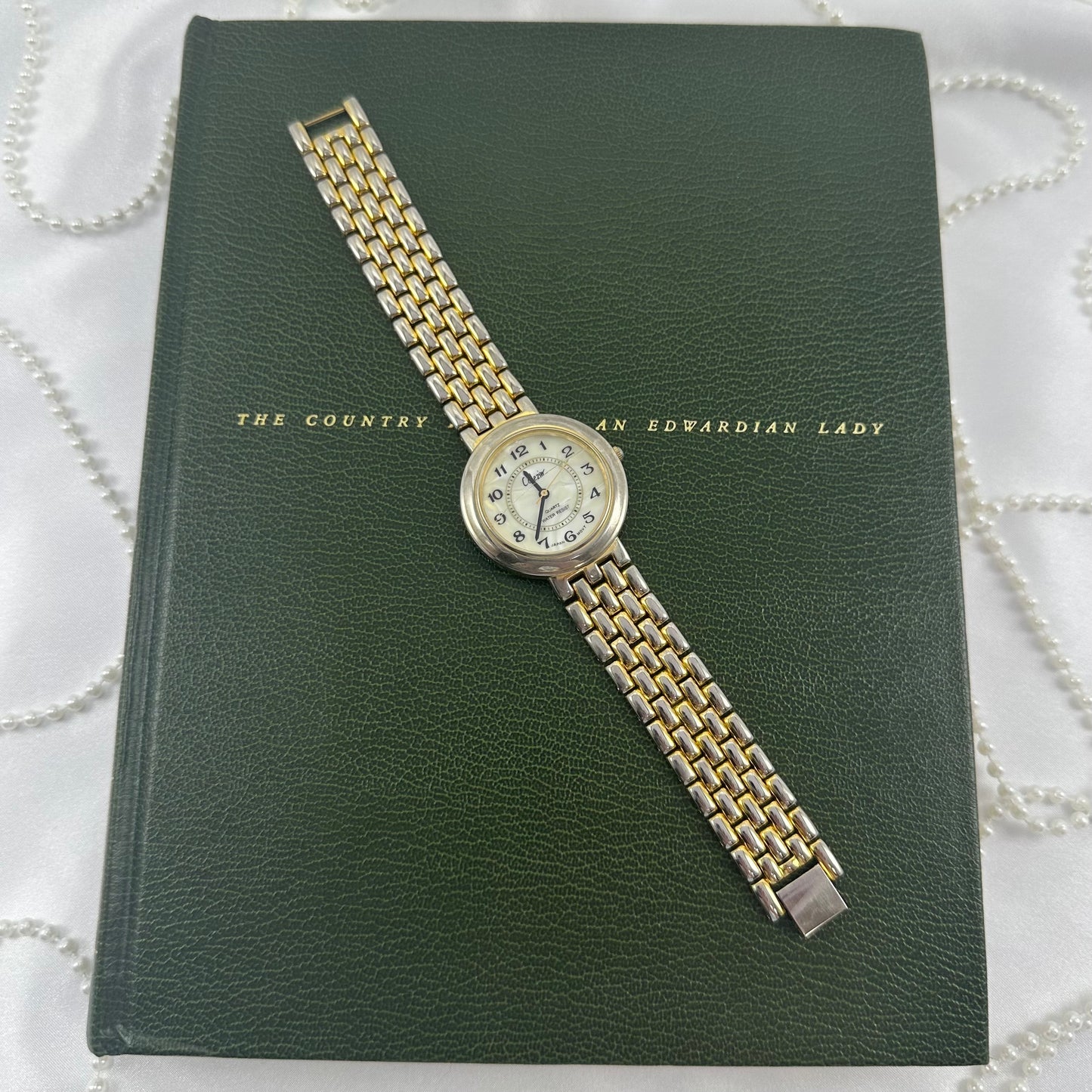 Gold Collezie Watch with Large Round Mother of Pearl Dial