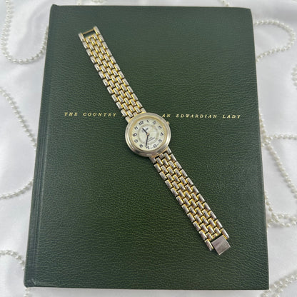 Gold Collezie Watch with Large Round Mother of Pearl Dial