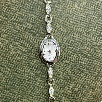 Silver Watch with Diamanté Band