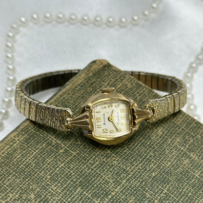 1959 10k RGP Wind-Up Bulova Cocktail Watch with Detailed Band
