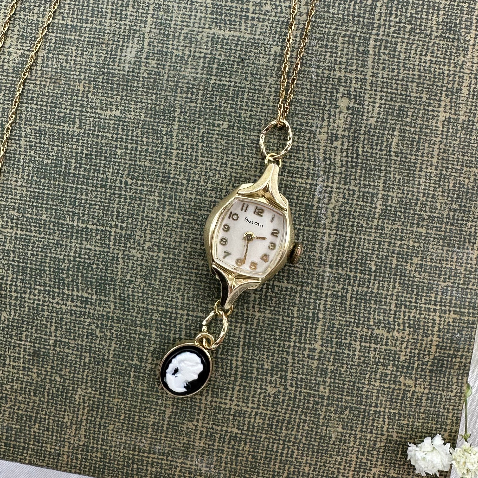 1960's Cameo Watch Necklace