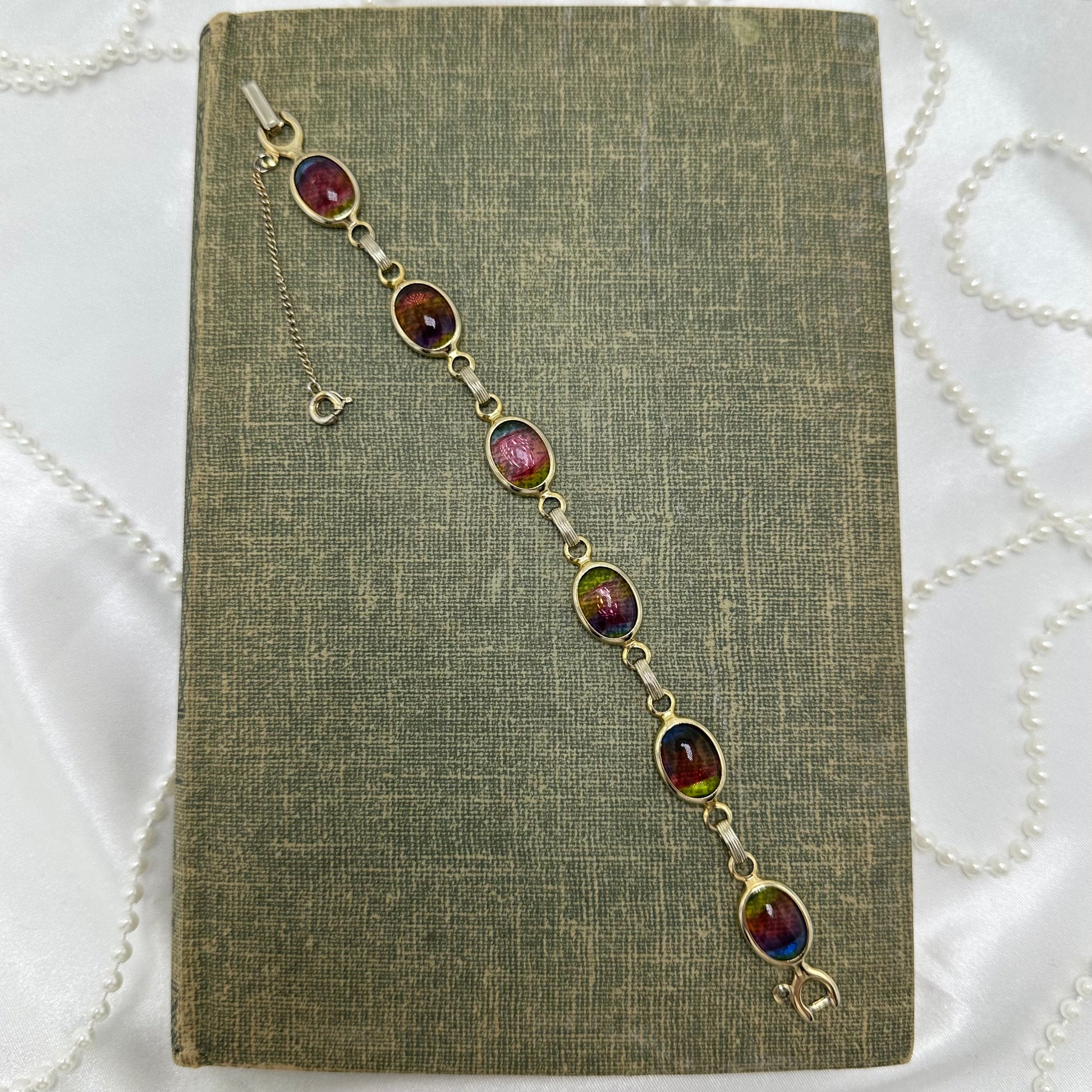 1964 Vintage Sarah Coventry Glass Rainbow Bracelet