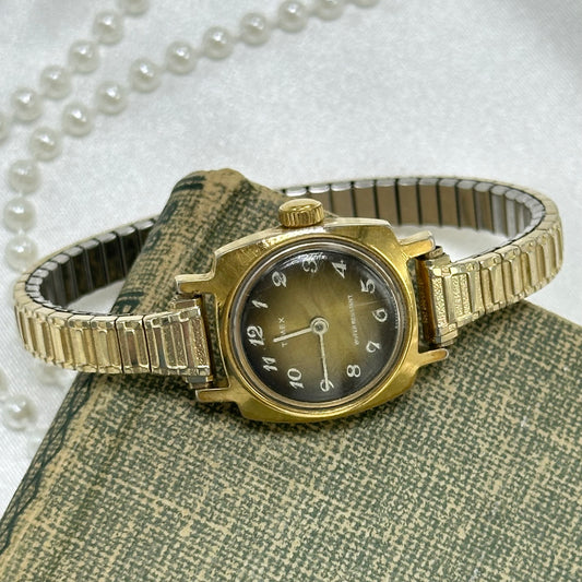 1974 Tiger Eye Dial Gold Timex Wind-Up Watch