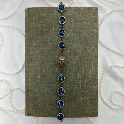 Blue Stone Chain Bracelet with Vintage Copper 14k GF Watch