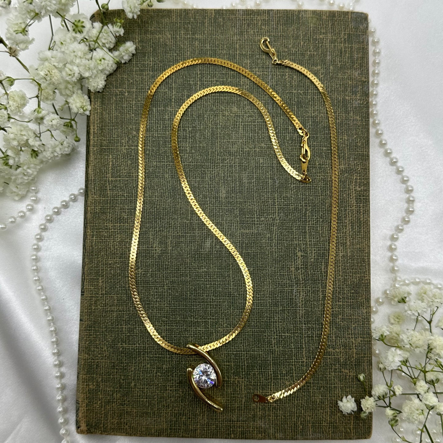 Necklace and Bracelet with Crystal Slide Pendant