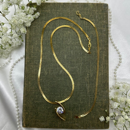Necklace and Bracelet with Crystal Slide Pendant