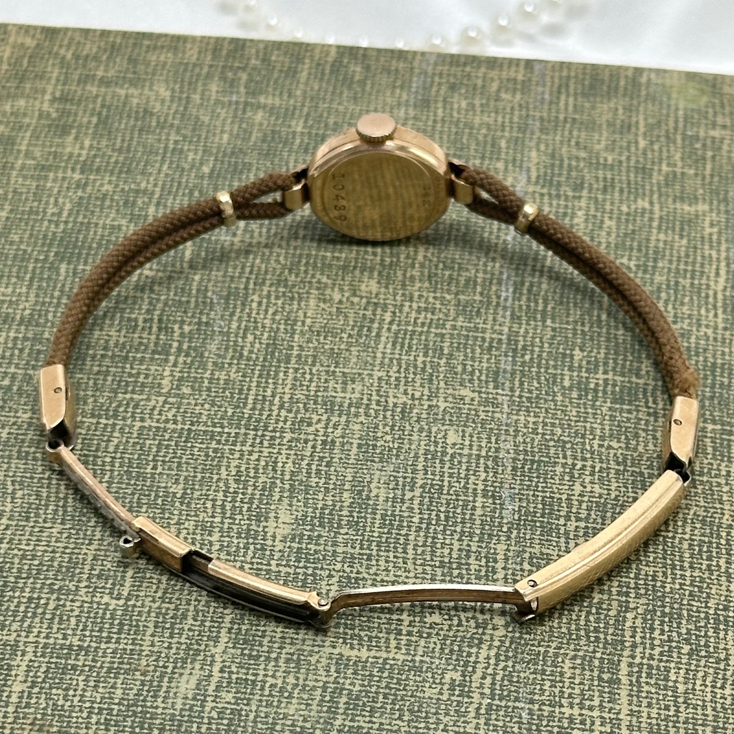 14k Vintage Rose Gold Bulova Black Dial Wind-Up Watch