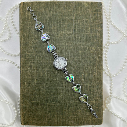 Dainty Silver Abalone Heart Watch