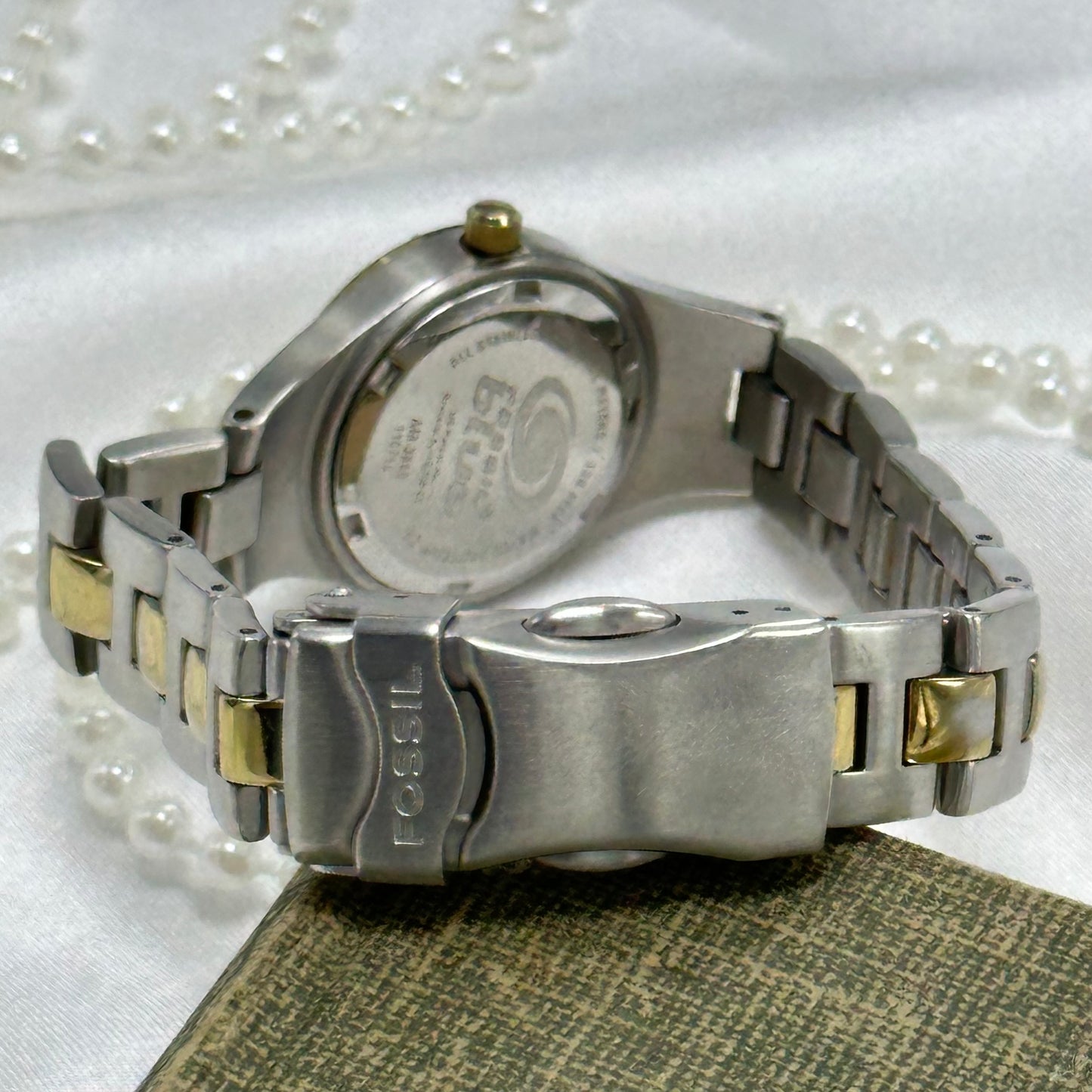 Two-Tone Fossil Watch with Rotating Bezel
