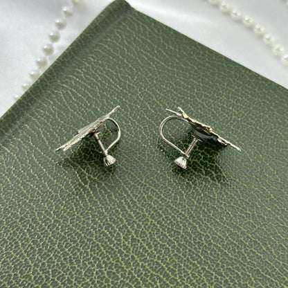 Silver Leaf Screw Back Earrings