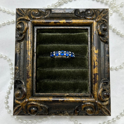 Vintage Blue Stone Deadstock Infinity Band Ring Rhodium Plated