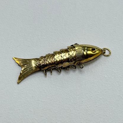 1970's Vintage Articulated Gold Fish Pendant