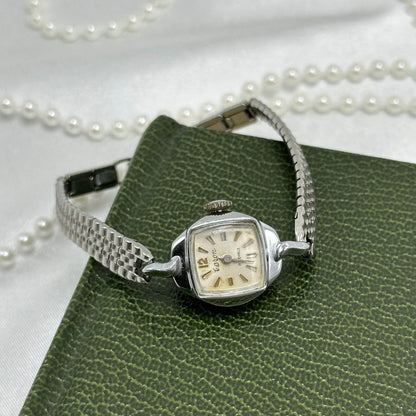 Dainty Vintage Silver Caron Wind-Up Cocktail Watch