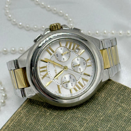 Two-Tone Michael Kors Tank Watch with Roman Numeral Markers