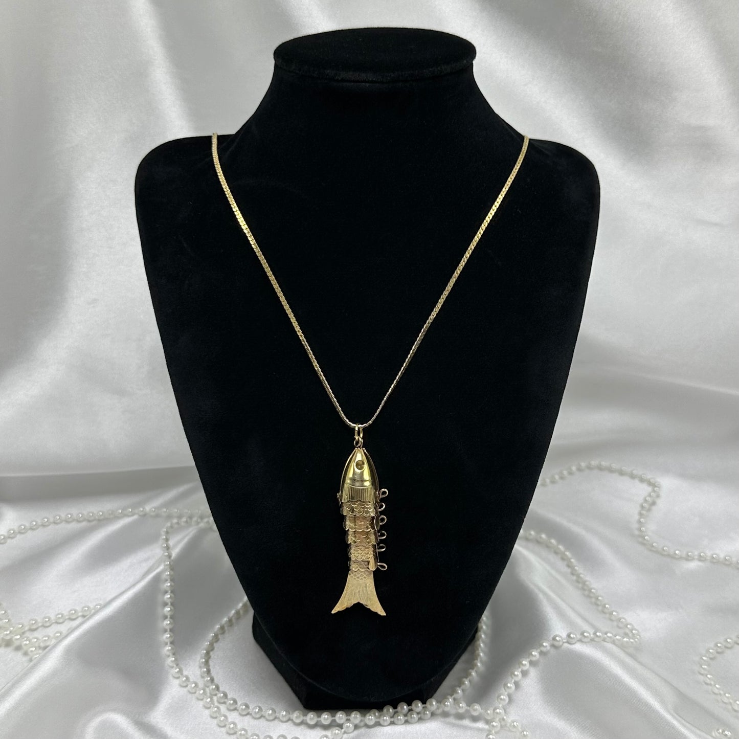 1970's Vintage Articulated Gold Fish Pendant