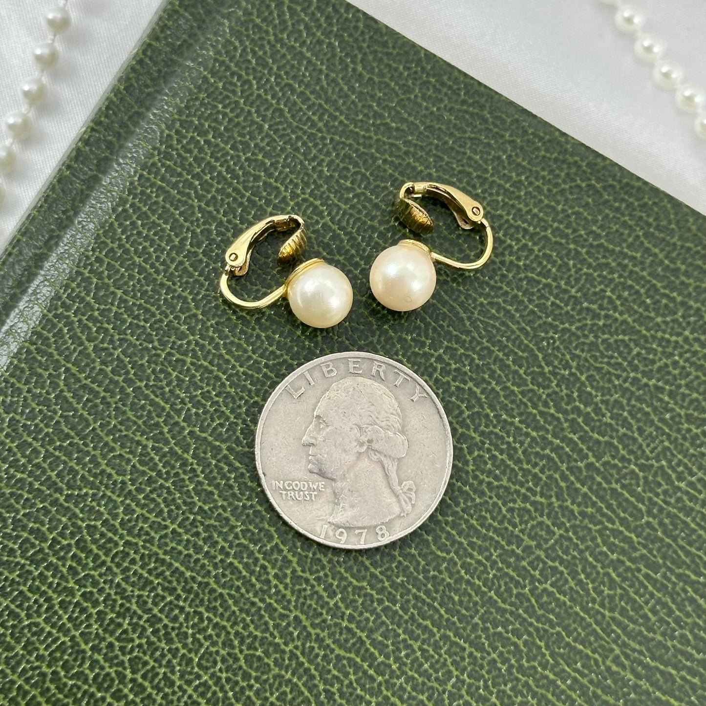 Classic Pearl Gold Clip On Earrings