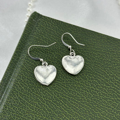 Silver Heart Dangle Earrings