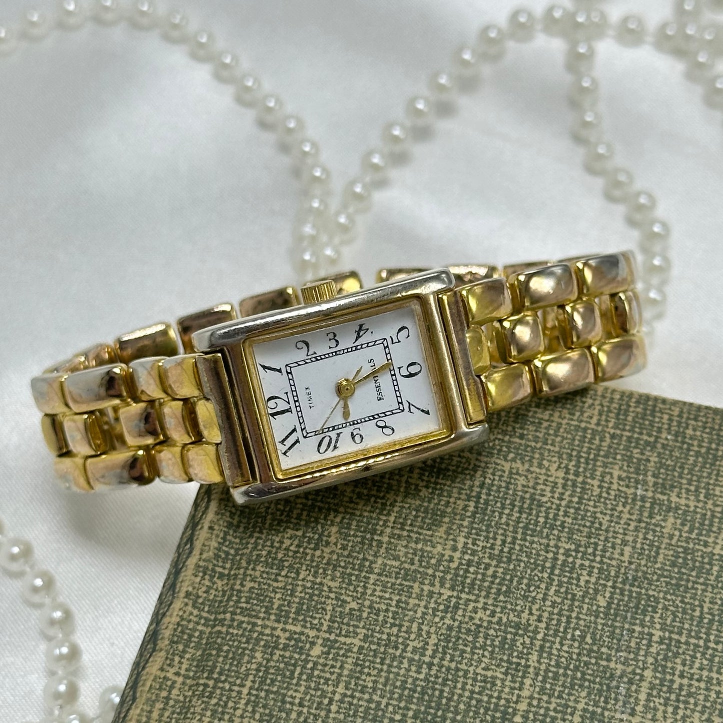 Classic Rectangular Dial Gold Timex Watch