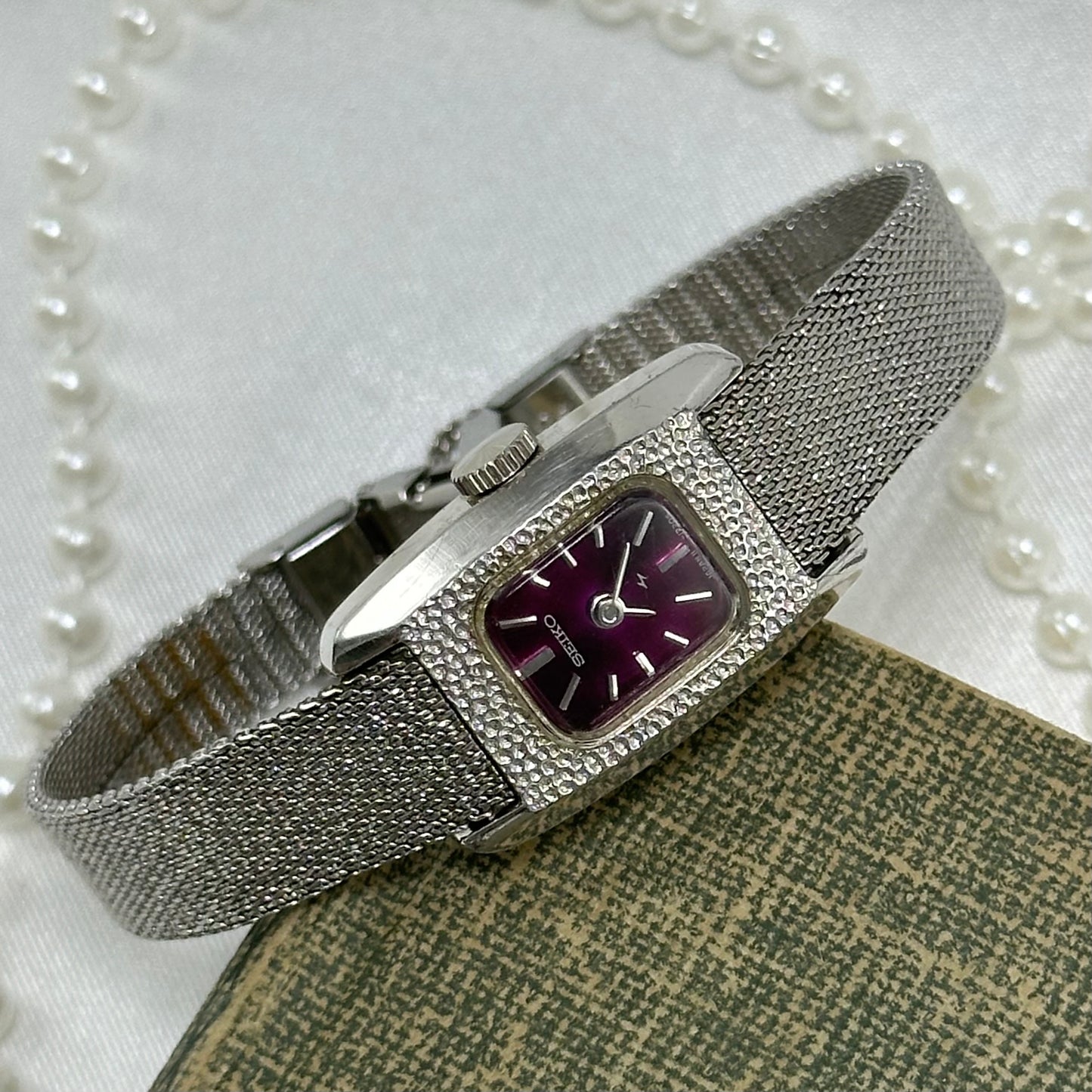 Purple Dial Vintage Silver Seiko Watch