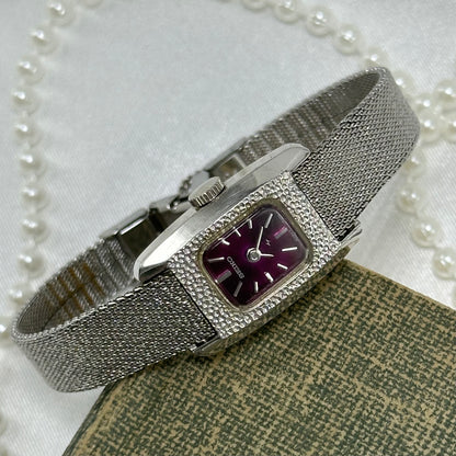 Purple Dial Vintage Silver Seiko Watch