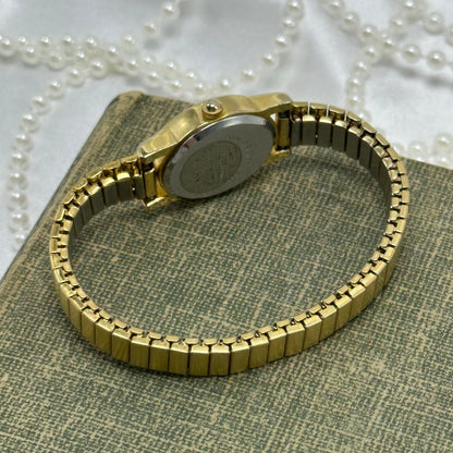 Gold Details Watch with Black Oval Dial