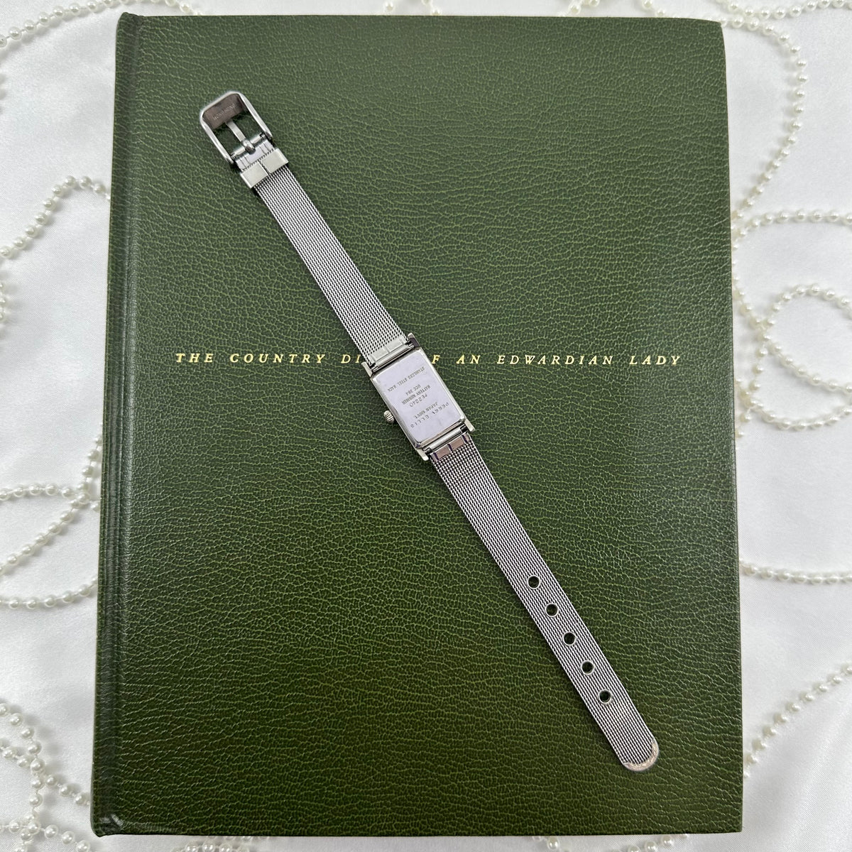 Silver Rectangular Dial Watch with Metal Mesh Band