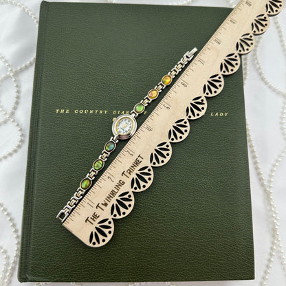 Dainty Silver Abalone Watch with Oval Mother of Pearl Dial