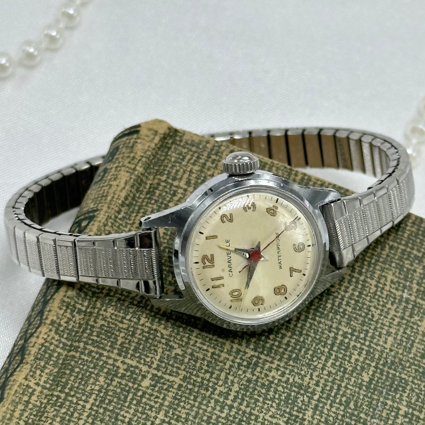 Silver 1968 Caravelle Wind-Up Watch with Glow in the Dark Dial