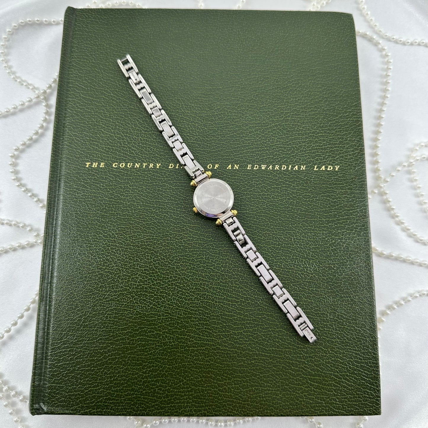 Two-Tone Jaclyn Smith Watch with Round Mother of Pearl Dial