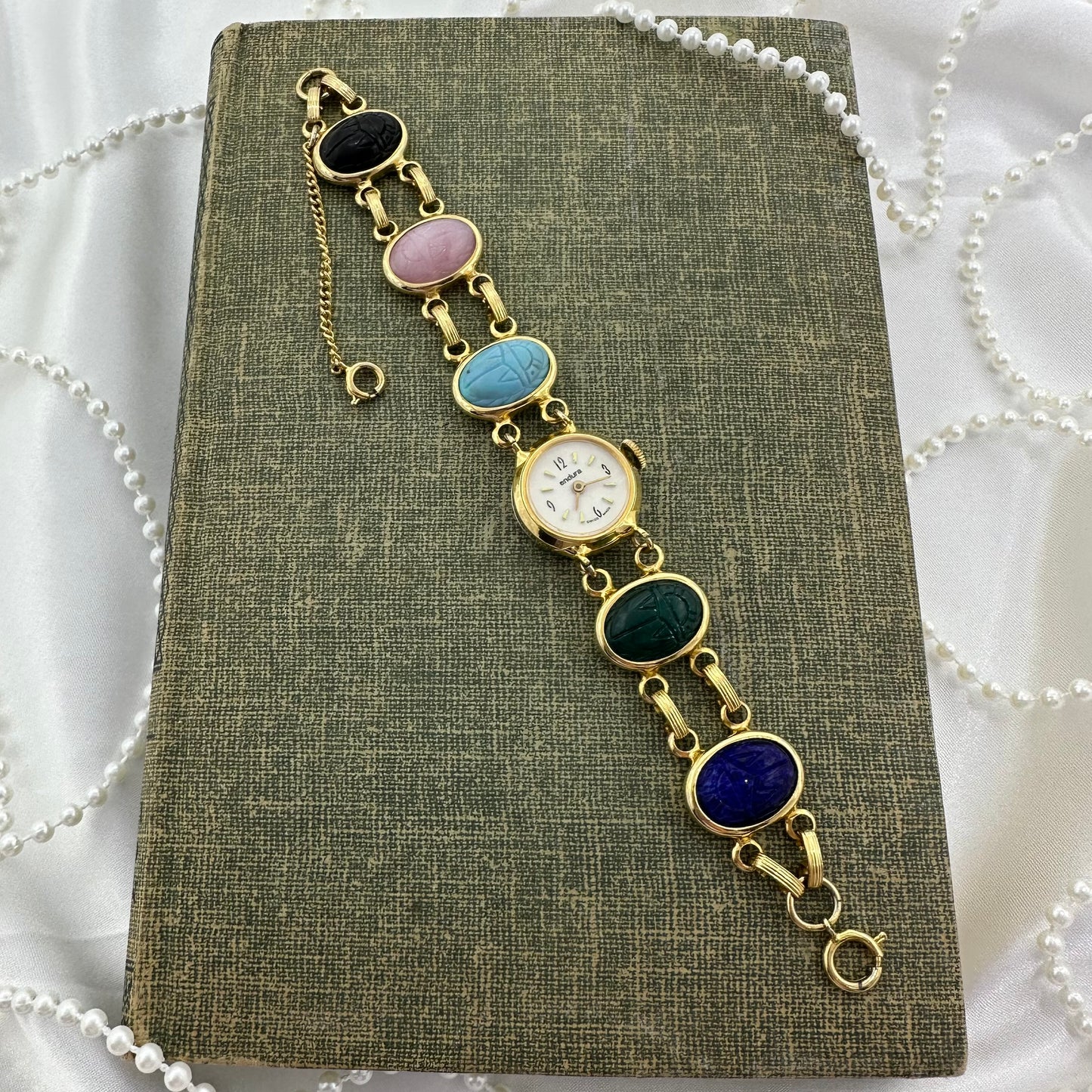 Vintage Gold Scarab Wind-Up Watch