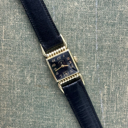 1950's Vintage 14k GF Lord Elgin 21 Jewels Black Dial Watch