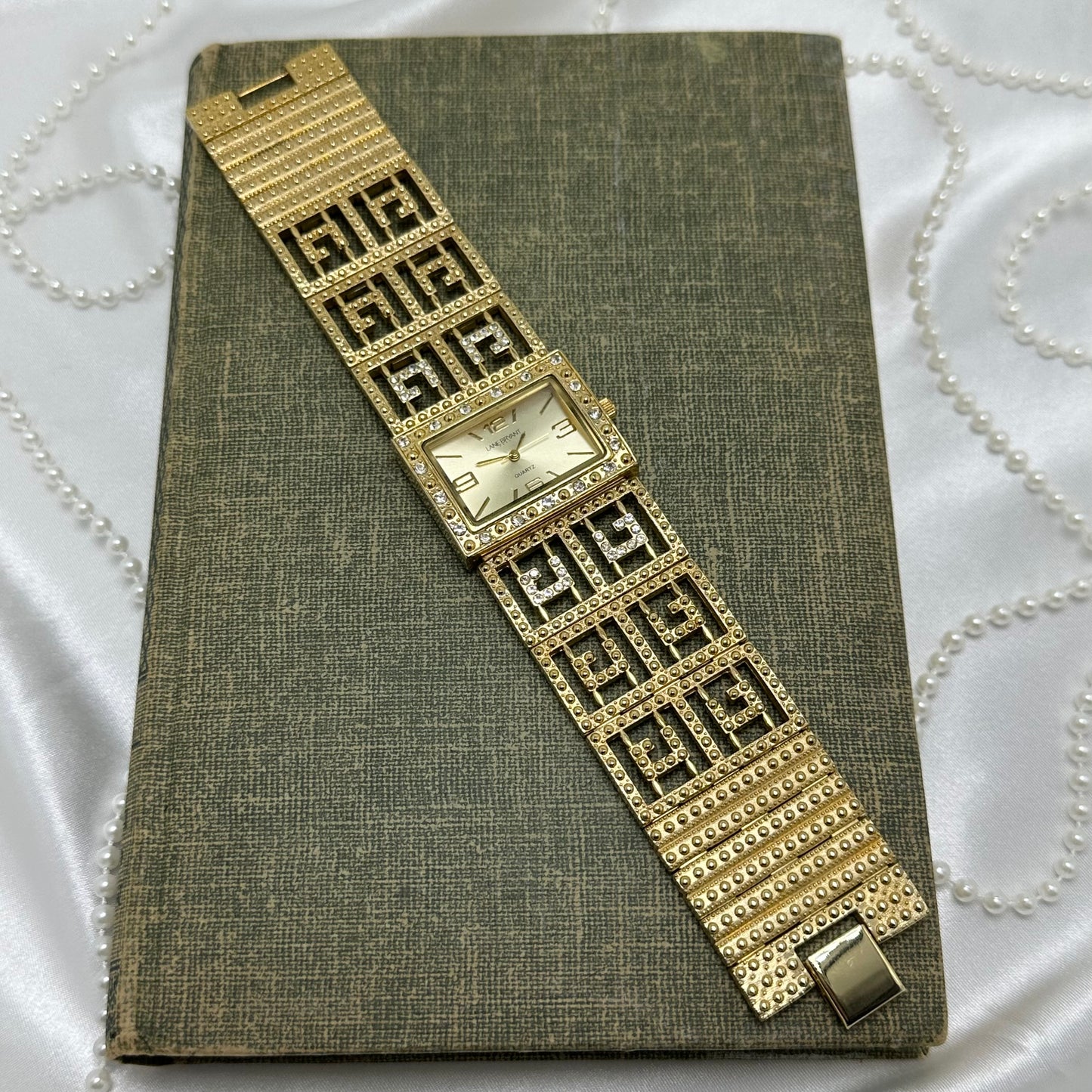 Chunky Gold Crystal Bezel Bracelet Watch