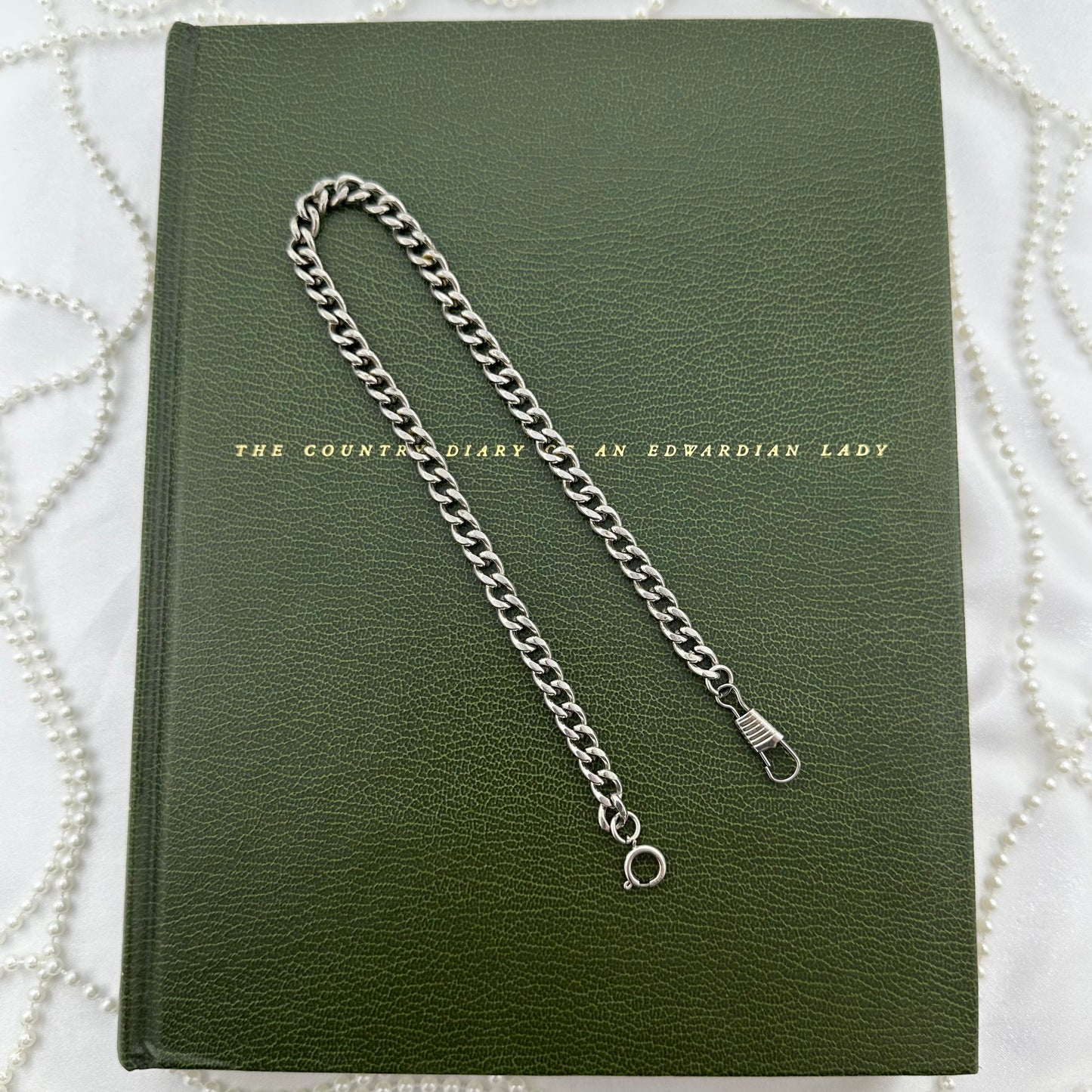 Vintage Silver Chunky Curb Watch Chain with Dog Clip Clasp