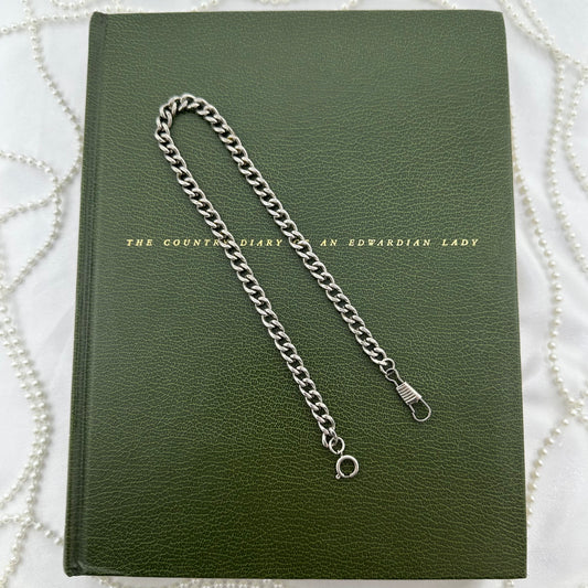 Vintage Silver Chunky Curb Watch Chain with Dog Clip Clasp