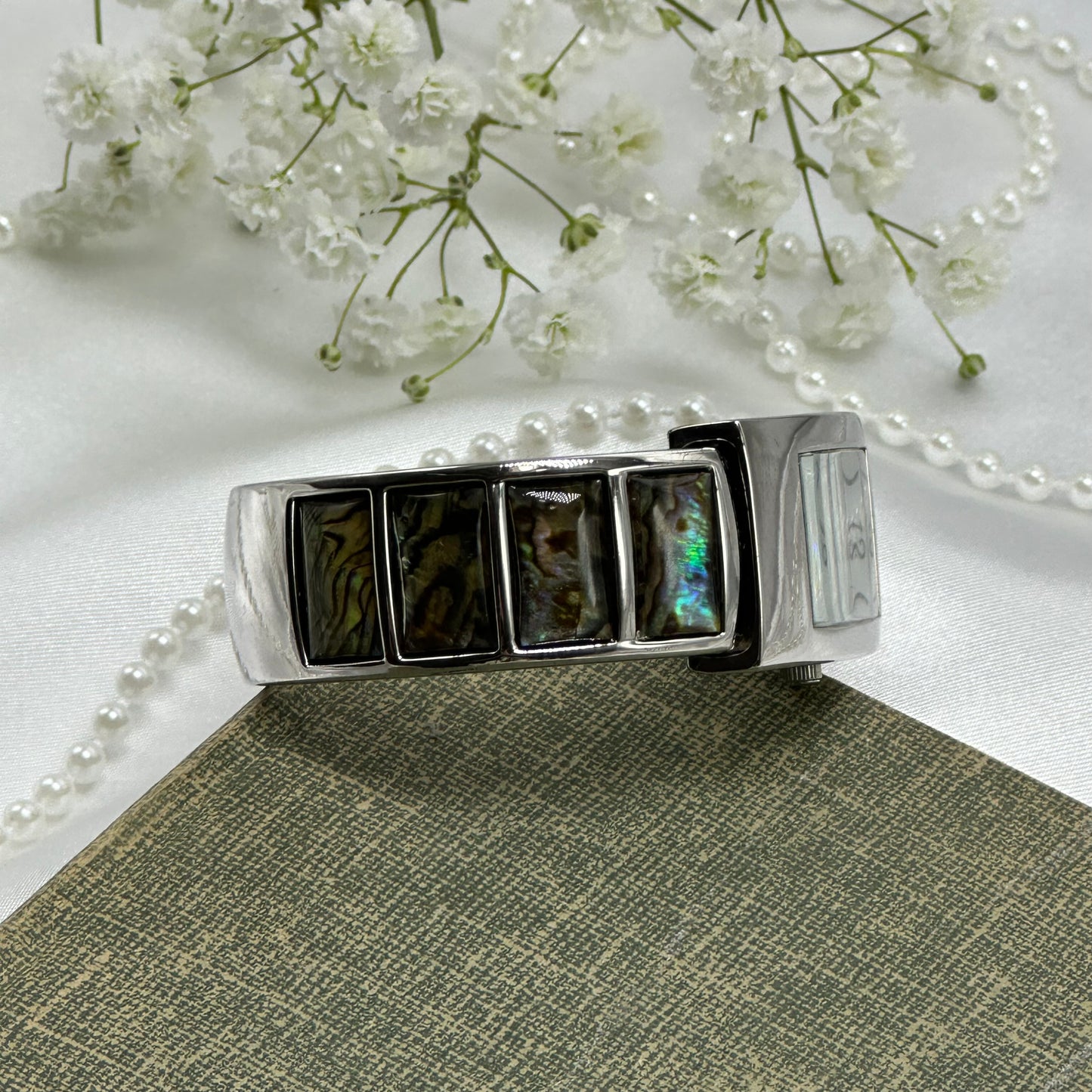 Silver Abalone Cuff Watch