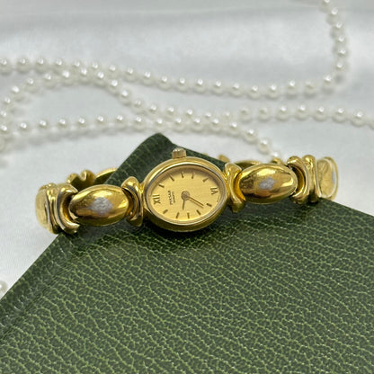 1990's Vintage Gold Pulsar Watch with Oval Dial