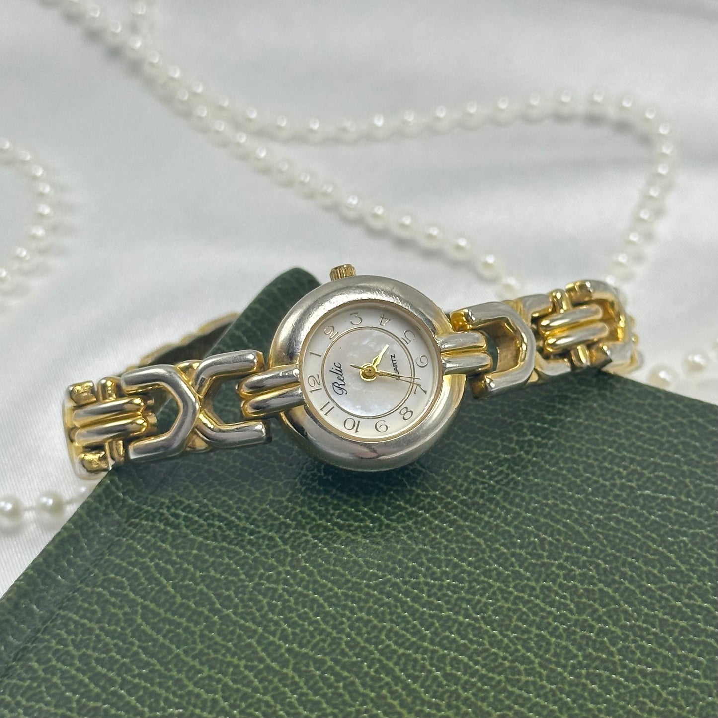 Two-Tone Relic Watch with Mother of Pearl Dial