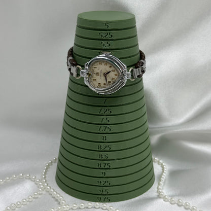 Vintage 1930's Silver Wind-Up Heart Watch with Brown Braided Leather Band